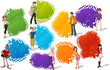 Colorful template for brochure with cool cartoon young people