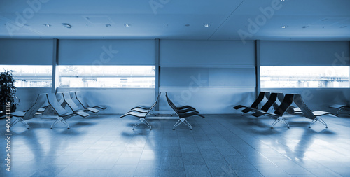 Photo: Empty departure lounge in aereoport. Empty departure lounge in aereoport.