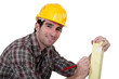 portrait of carpenter looking happy