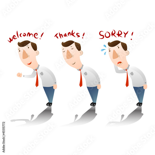 Vector: businessman with welcome,thanks and sorry businessman with welcome,thanks and sorry