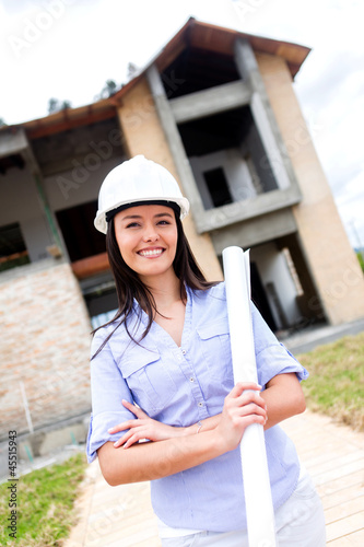 Photo: Civil engineer with blueprints Civil engineer with blueprints