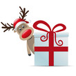 reindeer christmas gift box with red ribbon