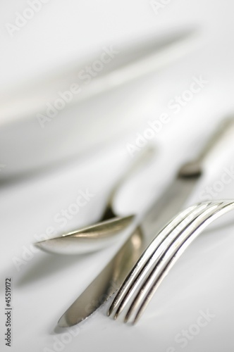 Photo: A knife, fork and spoon (close-up) A knife, fork and spoon (close-up)
