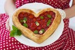 Heart-shaped strawberry puff pastry tart