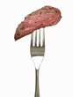 Piece of Medium Rare Steak on a Fork