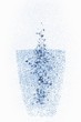 Behind a glass with water pearls