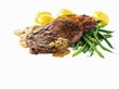 Sirloin steak with pepper sauce, asparagus and potatoes