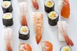 Various types of nigiri and maki sushi