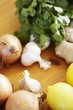 Onions, garlic, lemons and corriander