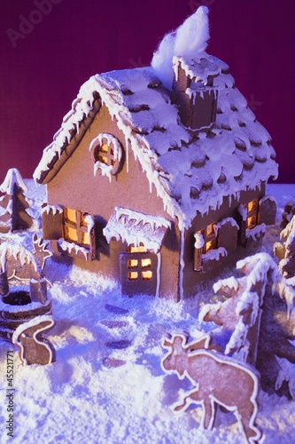 Photo: Gingerbread house with atmospheric lighting Gingerbread house with atmospheric lighting