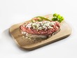 Stone oven-baked bread with raw minced pork and onions