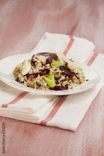 Photo: Whole-meal risotto with beetroot and leek Whole-meal risotto with beetroot and leek