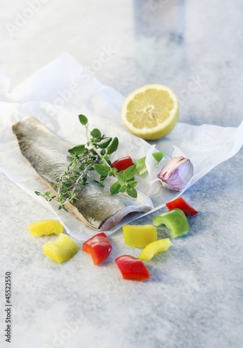 Photo: Steamed fillets of charr with mixed peppers Steamed fillets of charr with mixed peppers