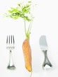 Knife and fork and half a carrot