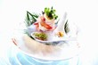 Scampi salad served on dry ice