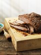 Grilled and marinated beef brisket, sliced