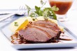 Roast goose breast with gravy and potatoes