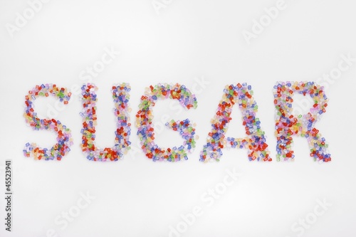 Photo: The word sugar The word sugar