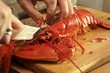Breaking up a cooked lobster