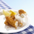 Breaded fish fillets with mayonnaise
