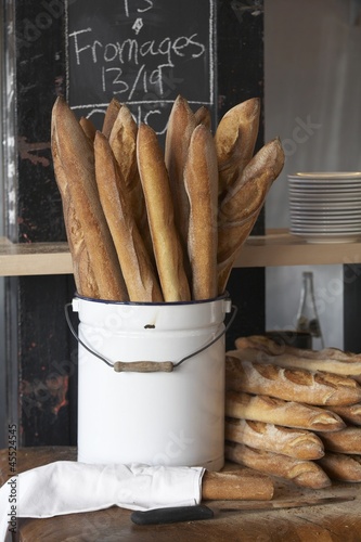 Photo: Fresh Baguettes at a Market Fresh Baguettes at a Market