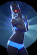 Girl with ultraviolet make-up disco dance