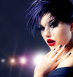Fashion Art Girl Portrait. Punk Style