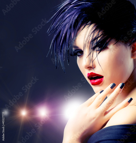 Photo: Fashion Art Girl Portrait. Punk Style Fashion Art Girl Portrait. Punk Style