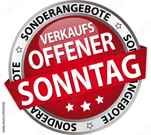 Vector: Verkaufsoffener Sonntag! Button, Icon Verkaufsoffener Sonntag! Button, Icon