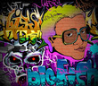 Graffiti wall urban art background. Grunge hip hop design