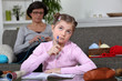 Little girl doing her homework