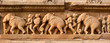 Stone carving bas relief panorama, Lakshmana Temple, Khajuraho,