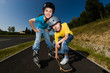 Active young people - rollerblading, skateboarding
