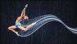 Young woman in gymnast suit posing