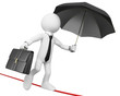3D businessman white people. Businessman doing balance not to fa