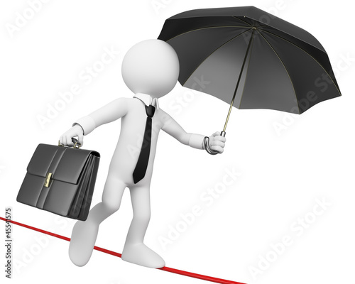 Illustration: 3D businessman white people. Businessman doing balance not to fa 3D businessman white people. Businessman doing balance not to fa