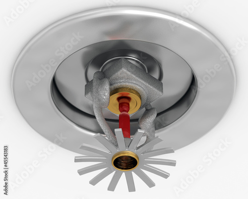 Illustration: 3d illustration of pendent fire sprinkler high key. 3d illustration of pendent fire sprinkler high key.