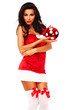 Photo: santa helper girl on white background santa helper girl on white background