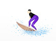 Surfer on A Surfboard Blasting Through A Wave