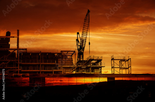 Photo: construction sunset construction sunset