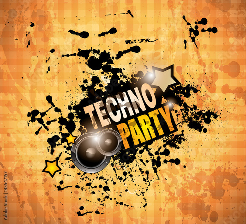 Vector: Disco Club flyer with 2 speaker and a lot of liquid drops. Disco Club flyer with 2 speaker and a lot of liquid drops.