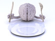 the brain with hands and utensils