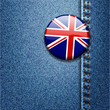 UK Bright Colorful British Flag Badge on Denim
