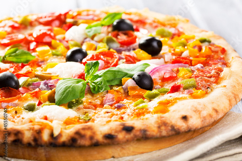 Photo: pizza with vegetables pizza with vegetables