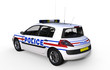 Véhicule de police isolé sur fond blanc