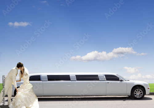 Photo: White car. wedding kiss White car. wedding kiss