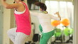 Video: Team of slim women doing exercise on step boards in sport class Team of slim women doing exercise on step boards in sport class