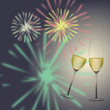 Sektgläser und Feuerwerk
