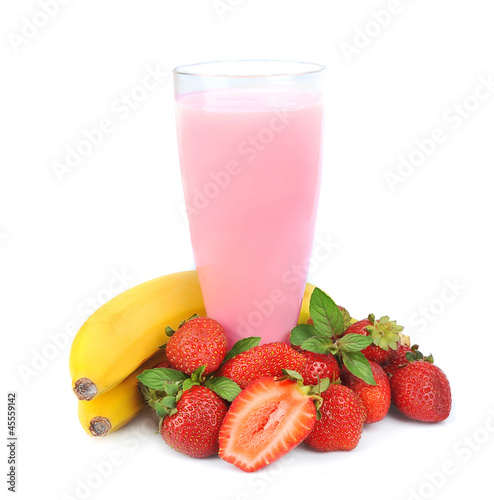  Fresh fruits with bananas and smoothies