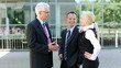 Business team talking in city